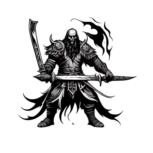 Dead Viking Warrior Wielding A Sword