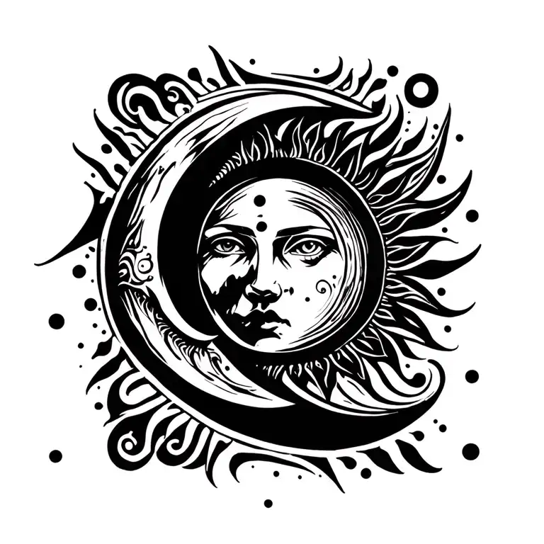 Moon And Sun Shining