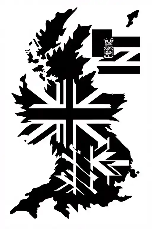 Canadian And British Flags Merged No Colour