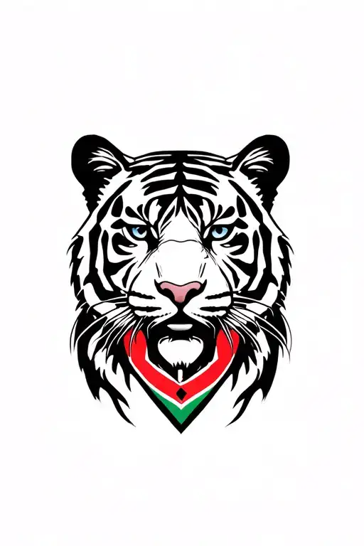 Tiger With Haitian Flag Bandana