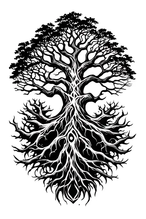 Yggdrasil World Tree With Wide Branches