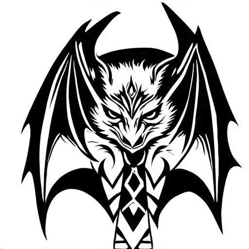 On The Shoulder A Bat With Tie