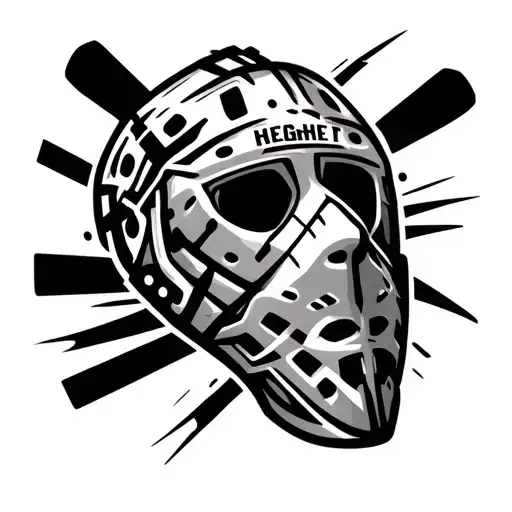 Hockey Goalie Mask With Hockey Sticks