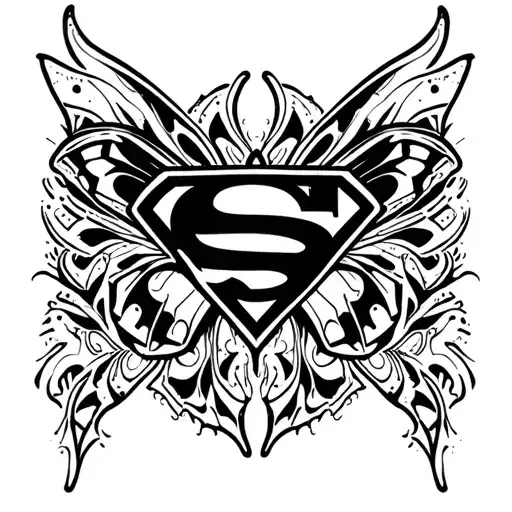 Butterfly With Superman Logo Surrounded