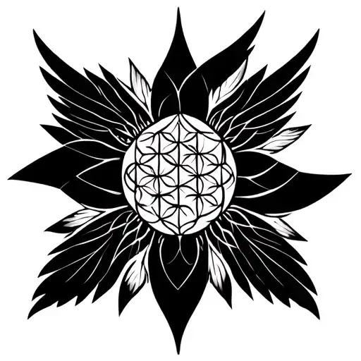 Flower Of Life Inside Wings Spread Wide Open