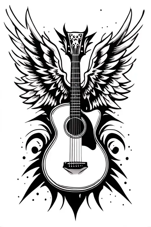 Tribal Guitar With Wings