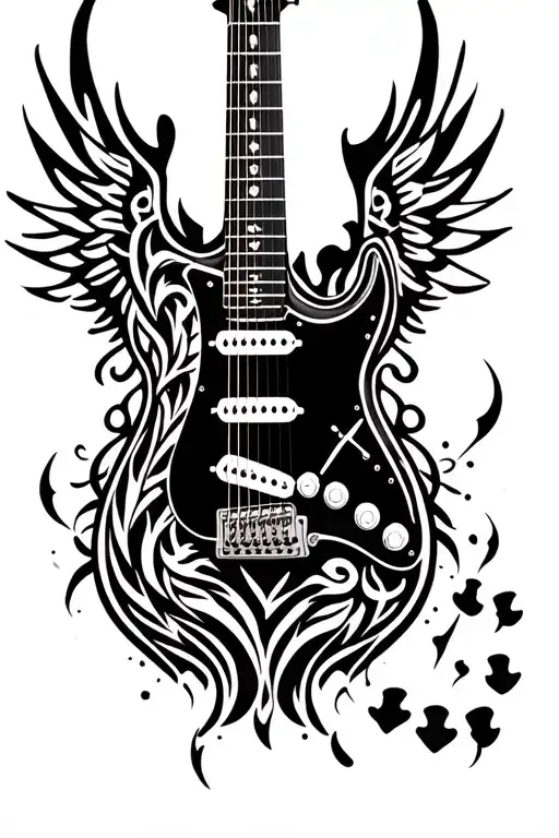 Tribal Stratocaster Guitar With Wings