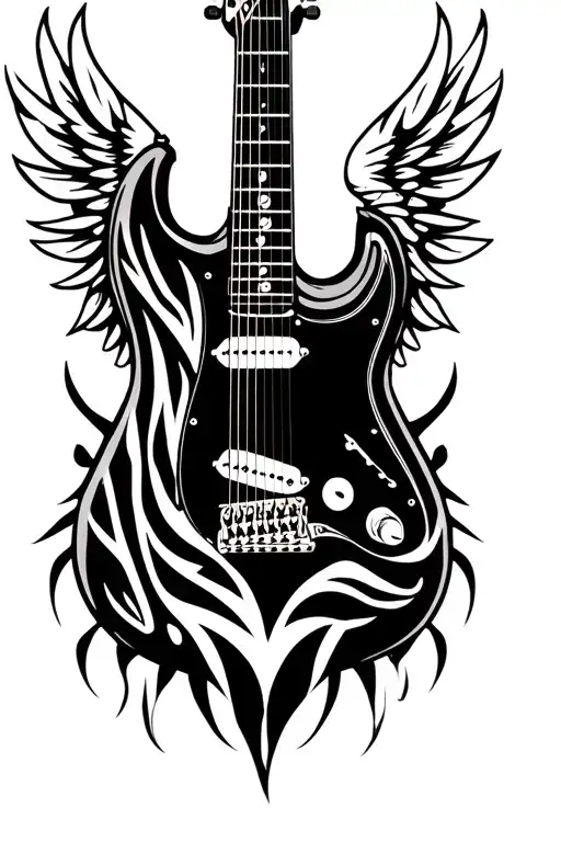 Tribal Stratocaster Guitar With Wings