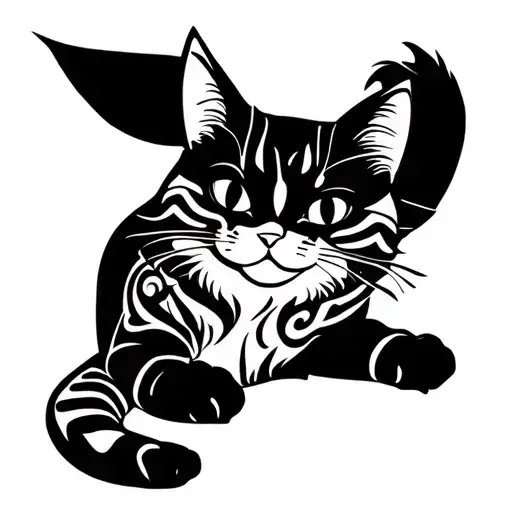 Japanese Cat Lounging