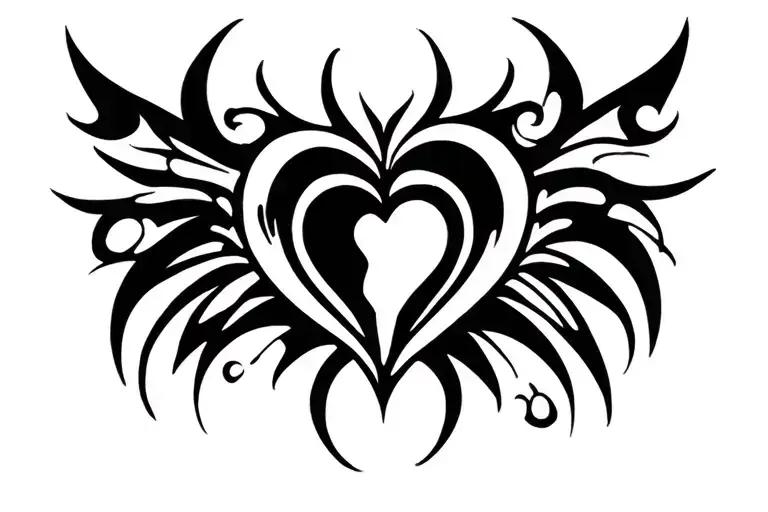 Lower Back Tribal Tramp Stamp With Small Heart Keyhole