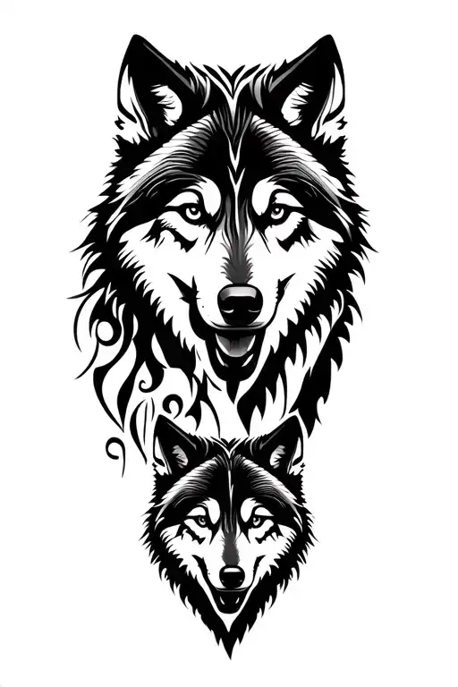 Family Of Wolves At Different Ages