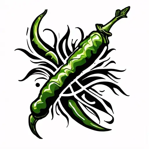 Green Chili Tattoo Design
