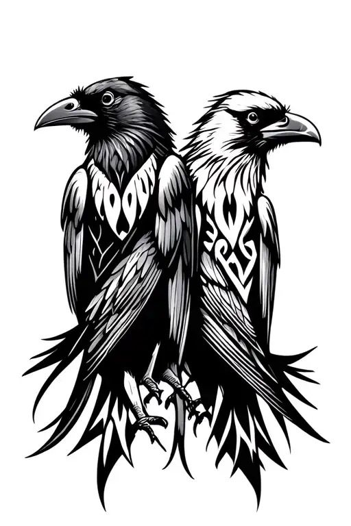 Two Ravens Side By Side