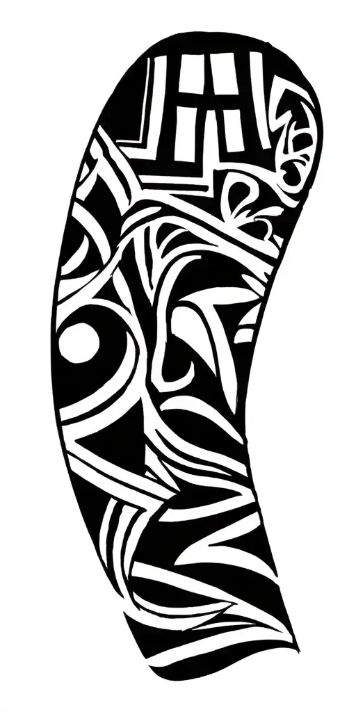 African Tribal Sleeve Pattern With A Regal H Letter On Shoulder