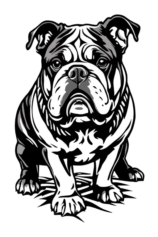 Bulldog Between Hedges