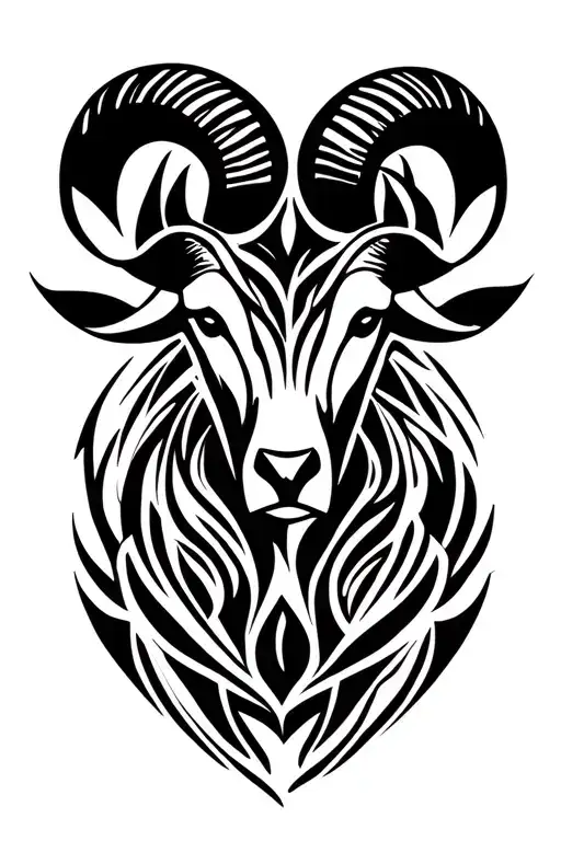 Aries Sign Tribal Design