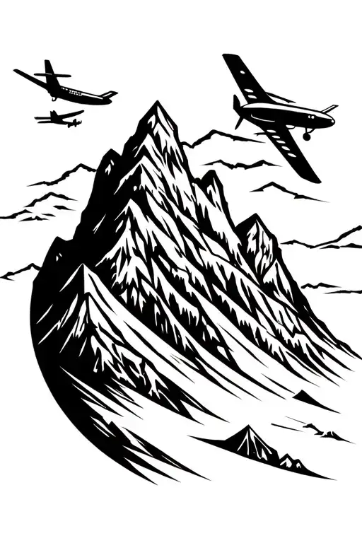 A Mountain With A Small Plane Flying