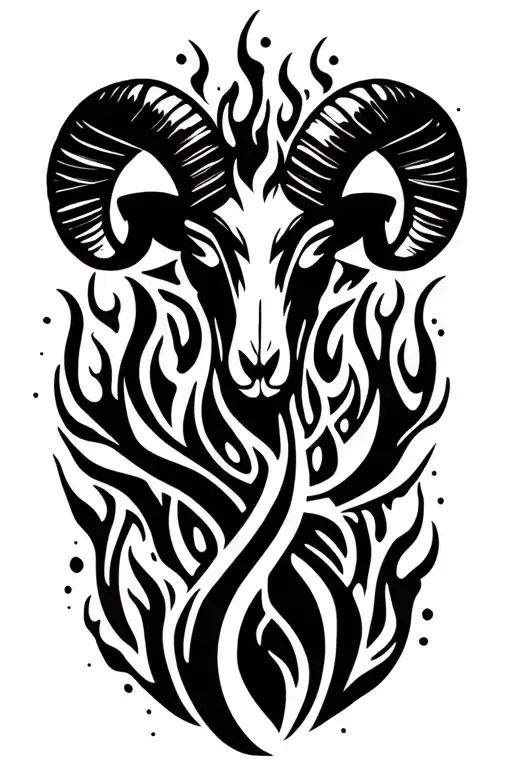 Aries Zodiac Sign Fire Flames Surrounding