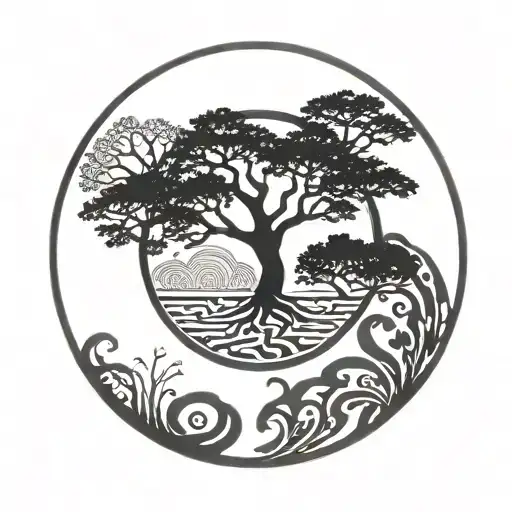 Tree Of Life Inside Enso Circle