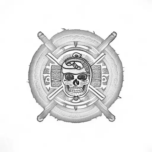 Straw Hat Pirate Logo With Cursed Aztec Coin