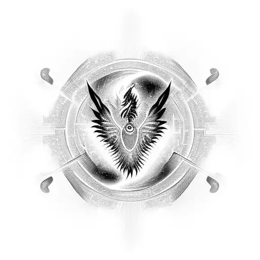 A Phoenix Rising From A Dna Strand In The Shape Of The Yin And Yang Symbol