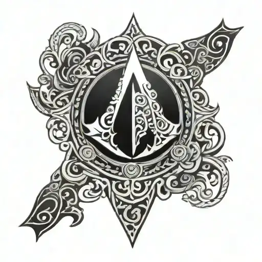 Assassins Creed Valhalla Symbol With Intricate Norse Designs And A Hidden Blade