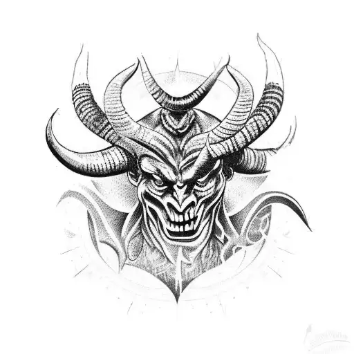 Demon With Big Horns And Hands