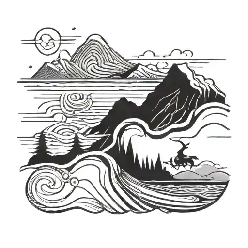 Landscape Of Road In Between Ocean Waves And Mountains