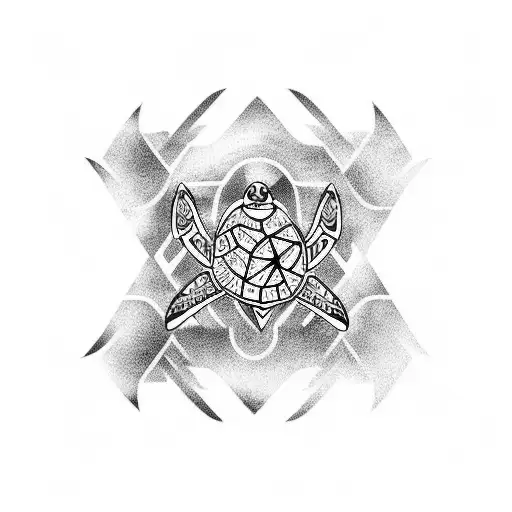 A Turtle And An Anchor Mixed Together Polynesian Style