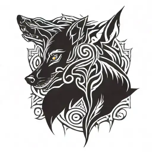 A Wolf With Half Skull