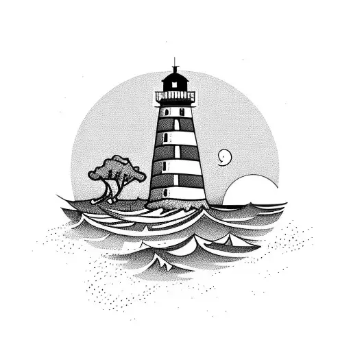 Lighthouse With Calm Sea Trees