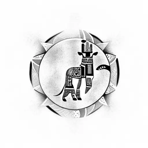 Black Line With African Symbols On Thigh