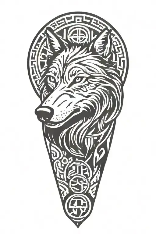 Wolf Viking Runes Engraved