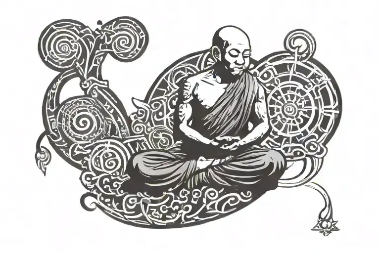 Buddhist Monk Meditating
