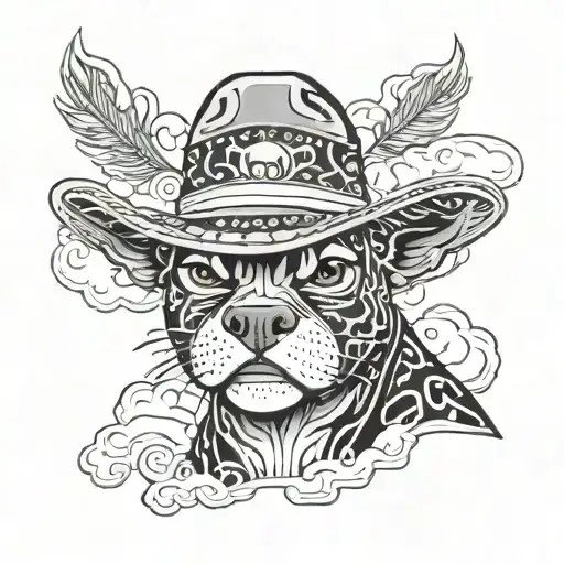 Luffy From One Piece As A Pitbull Dog With Straw Hat With Anime Clouds At The Backround