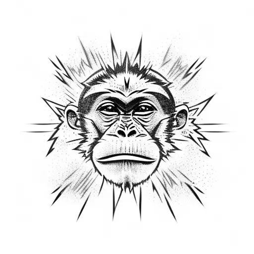 Monkey Head With Lightning Coming Out Eyes