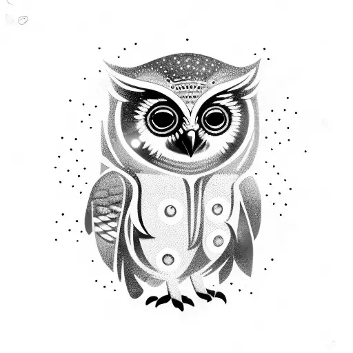 A Street-style Graffiti Artwork Featuring A Baby Owl Surrounded By Stars