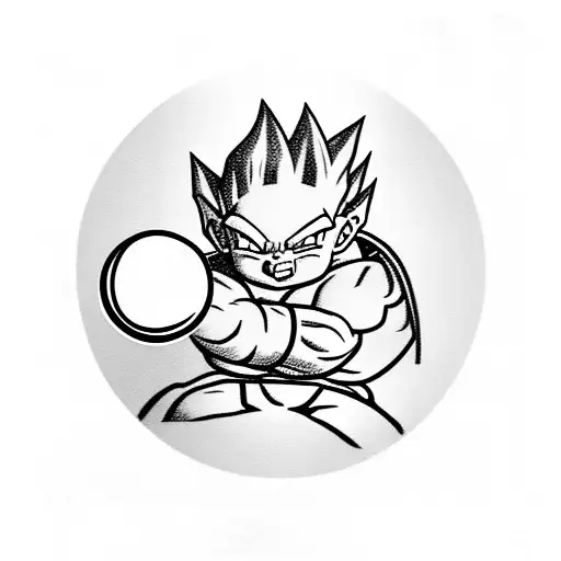 Majin Buu With A Dragon Ball As A Background