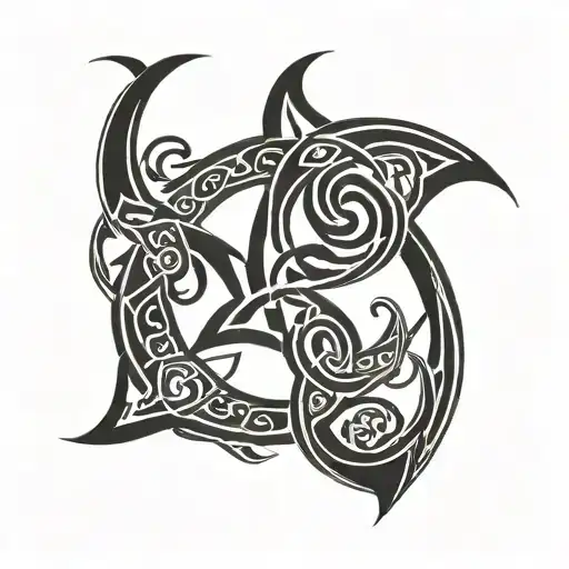 A Celtic Trisquel Symbol Intertwined With Elements Of Nature