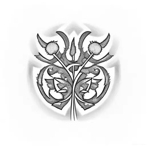 Thistle And Shamrock Next To Eachother