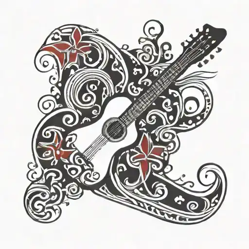 Simple Guitar Tattoo For Men