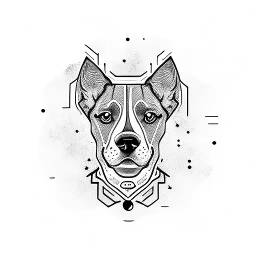 Dog Head Split In Half Facing Forward Minimalistic