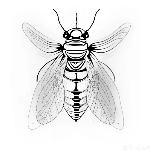 Firefly Insect With A Heart Embedded In The Body Little Lines To Show The Light Eminating From Body