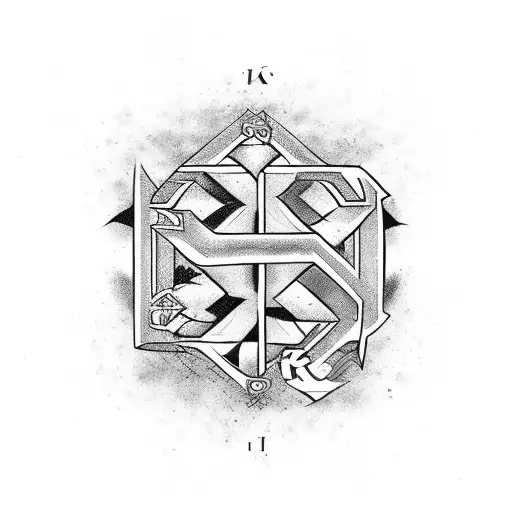 A Tattoo Design Combining The Letters Kk And Kj In A Creative Way