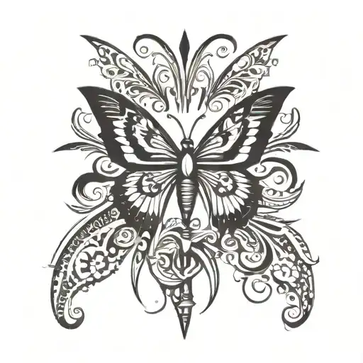 Butterfly With Dagger Piercing