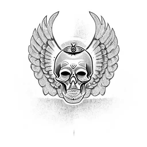 Skull With Angel Ring
