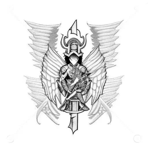 Male Arch Angel With Sword As A Crest
