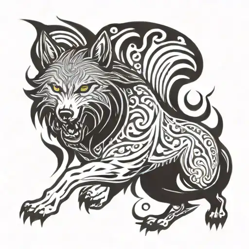 Black Flame Wolf Attacking