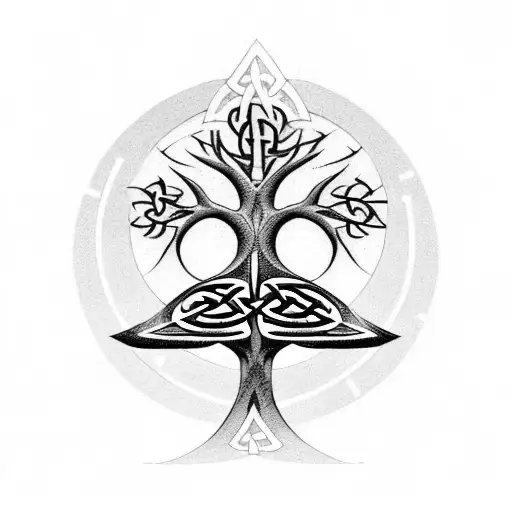 A Mystical Celtic Rune Tree With Hidden Software Code Incorporated In Its Branches