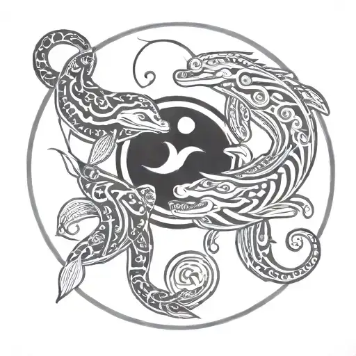 Ying Tiger And Yang Dolphin